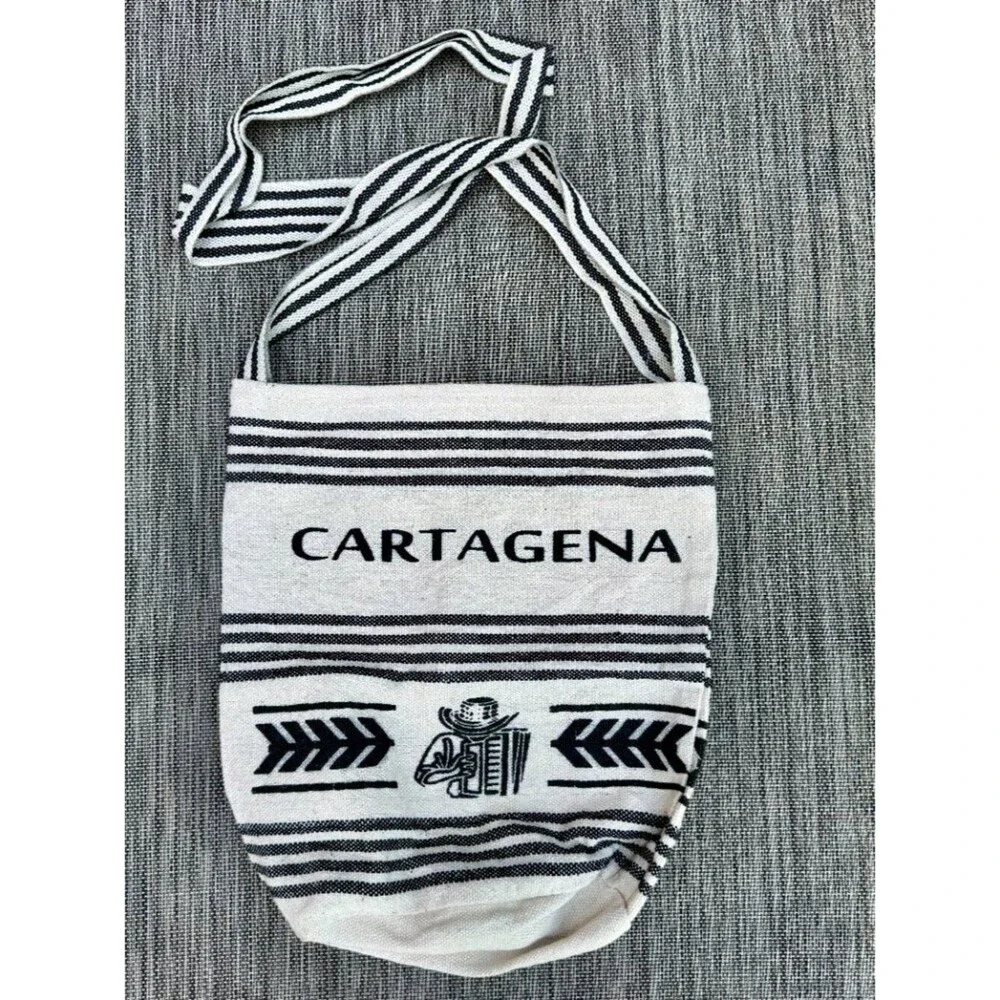 Columbian Cartagena Mochila Crossbody Bag Cream Black Print